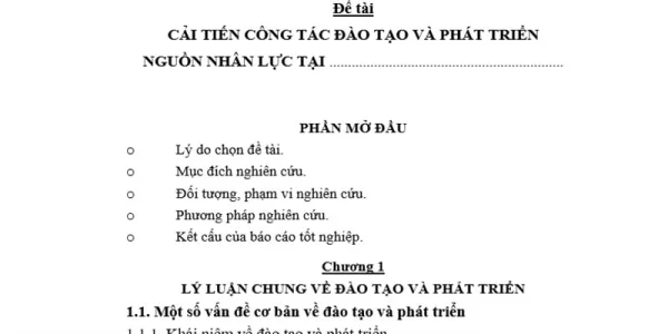 Mẫu đề cương khóa luận đề tài cải thiện công tác đào tạo và phát triển nhân lực